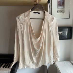 Zara cowl neck silk blouse
